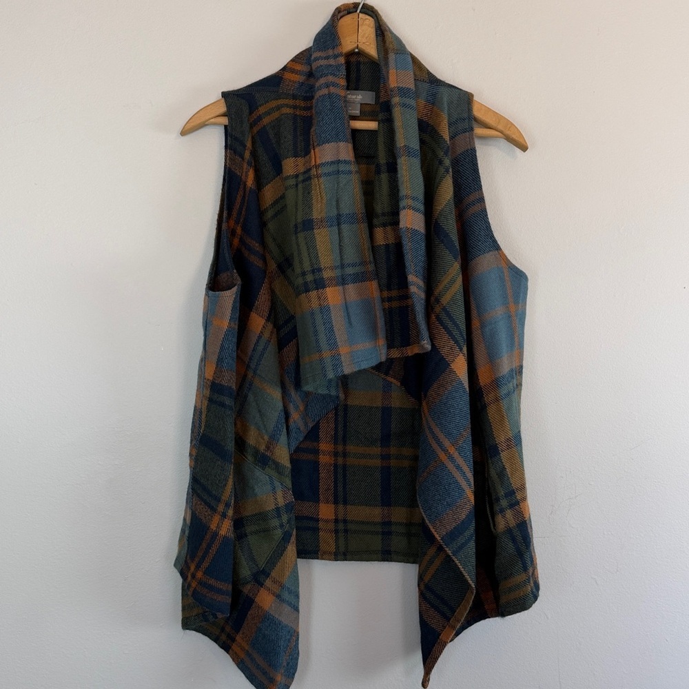 Natural Reflections plaid flowy vest cover 100% acrylic women’s size medium - Picture 6 of 11